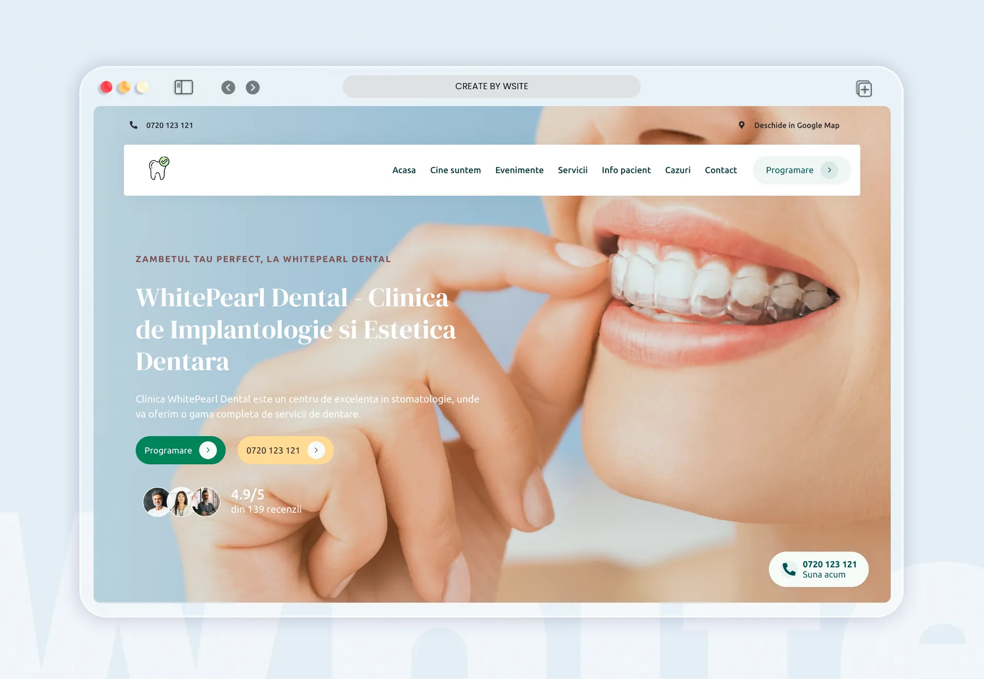 Clinica dentara site realizat de wsite